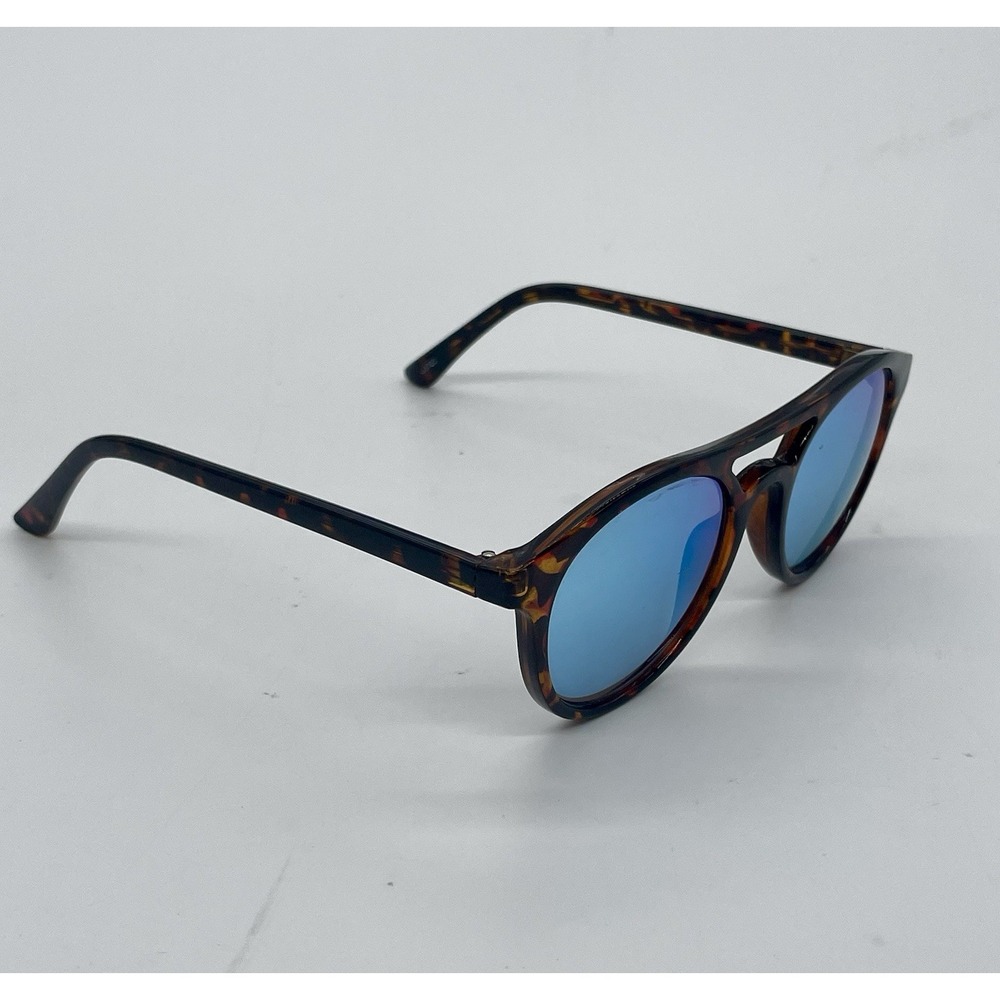 J. Crew Round Tortoise Shell Sunglasses Women's Blue Mirrored Lenses Preppy